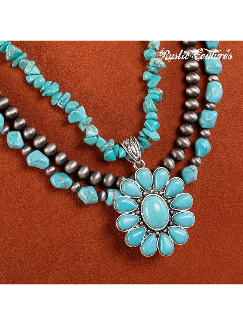 Women's Blue Black Uture's Western Cowgirl Vintage Western Necklace Earrings